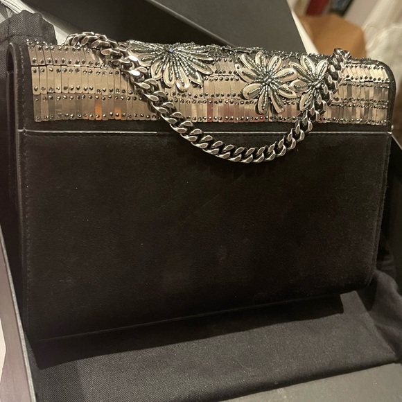 YSL Black Kate Tassel Bag With Beaded Flowers - Picture 5 of 6